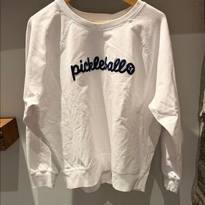 White 'pickleball' Embroidered Crewneck Sweatshirt